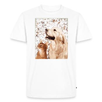 Chien chat chien chat tomcat minou chiens - T-shirt Premium bio Homme - blanc - Devant - Nico (187cm)
