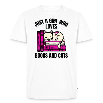 Livre chat livres lire Les chats filles cadeau - T-shirt Premium bio Homme - blanc - Devant - Nico (187cm)