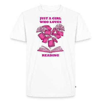 Lire Livres Amoureux du livre Fille Lectrice - T-shirt Premium bio Homme - blanc - Devant - Nico (187cm)