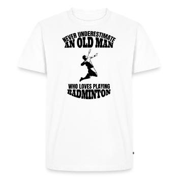 Amateur de plumes badminton cadeau de plume - T-shirt Premium bio Homme - blanc - Devant - Nico (187cm)