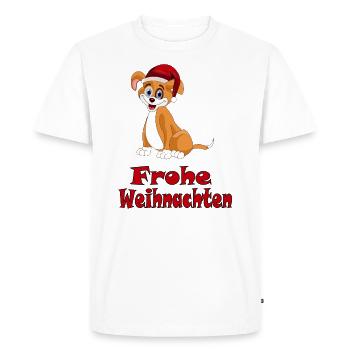 Un chien mignon souhaite un joyeux Noël - T-shirt Premium bio Homme - blanc - Devant - Nico (187cm)
