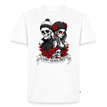 Love Never Dies - Men's Premium Organic T-Shirt - white - Front - Nico (187cm)