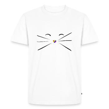 Satisfied cat heart nose - rainbow - Men's Premium Organic T-Shirt - white - Front - Nico (187cm)