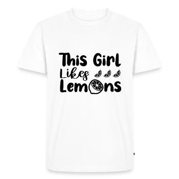 Girl Likes Summer Lemon Juice Citrus Fruits - Men's Premium Organic T-Shirt - white - Front - Nico (187cm)