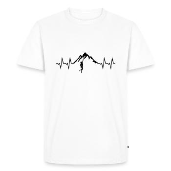 Climbing man - Heartbeat and Mountain - T-shirt Premium bio Homme - blanc - Devant - Nico (187cm)
