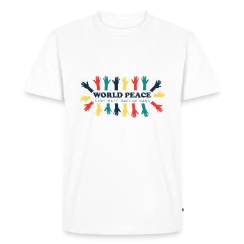 World Peace - Stop Hate, Racism and Wars! - Men's Premium Organic T-Shirt - white - Front - Nico (187cm)
