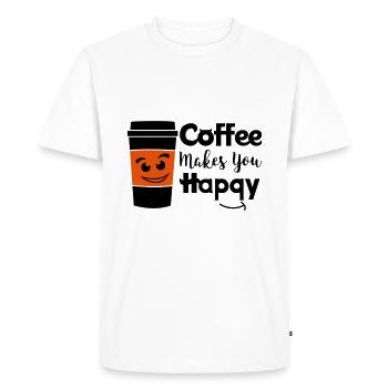 Le café vous rend heureux - T-shirt Premium bio Homme - blanc - Devant - Nico (187cm)