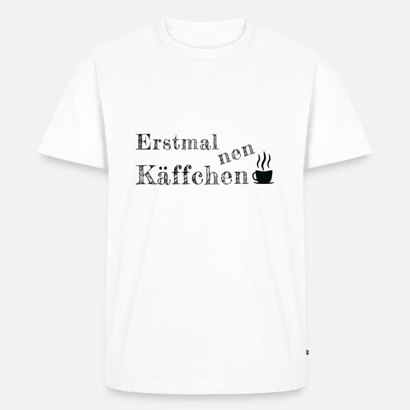 Spruch Sprüche erstmal Käffchen Kaffee - Männer Premium Bio T-Shirt - Weiß