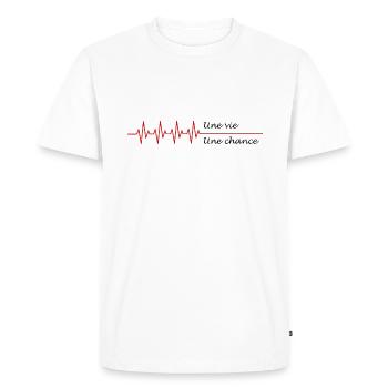 une vie une chance - T-shirt Premium bio Homme - blanc - Devant - Nico (187cm)
