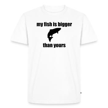 fishing fisher fish size joke humor competition - Men's Premium Organic T-Shirt - white - Front - Nico (187cm)