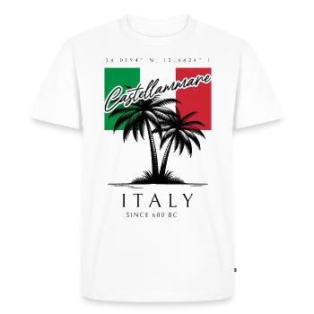 Castellammare Italy Palm Trees Flag Travel Souvenir - Men's Premium Organic T-Shirt - white - Front - Nico (187cm)