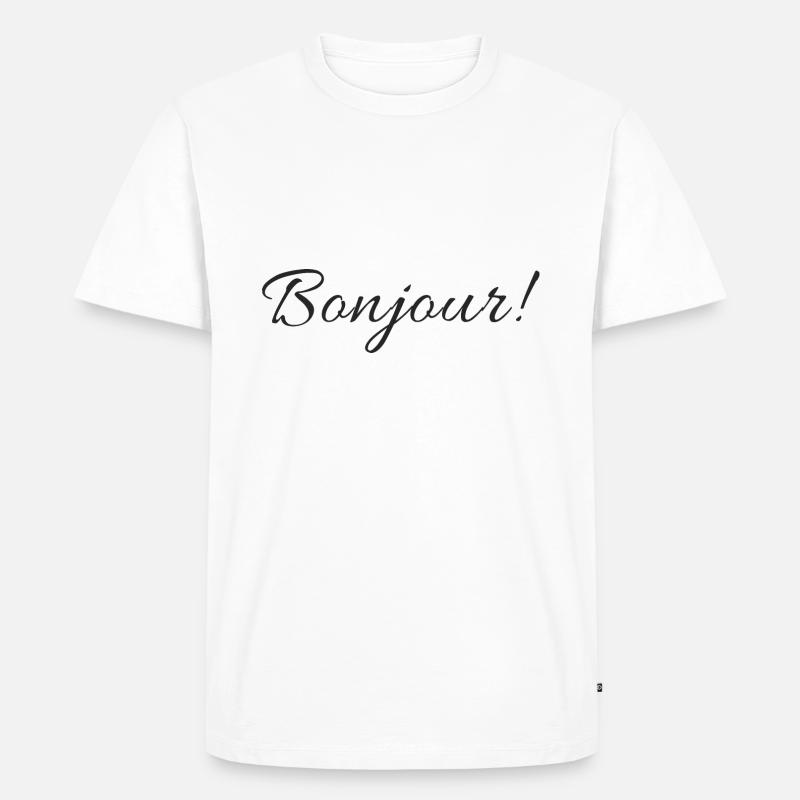 Text Design Bonjour - Männer Premium Bio T-Shirt - Weiß