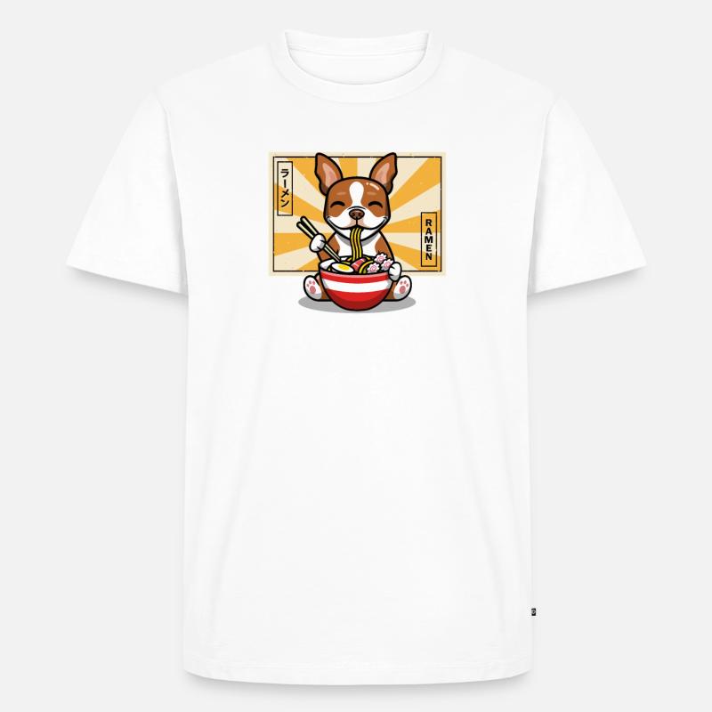 Roter Boston Terrier - Männer Premium Bio T-Shirt - Weiß