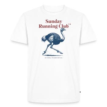 Sunday Running Club - Ostrich - Men's Premium Organic T-Shirt - white - Front - Nico (187cm)
