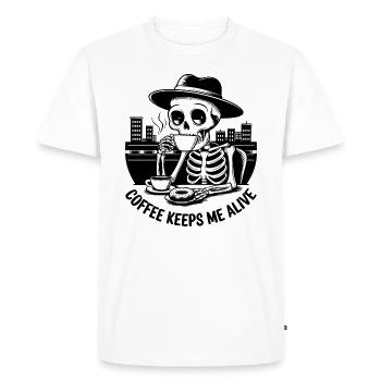 Le café me maintient en vie - T-shirt Premium bio Homme - blanc - Devant - Nico (187cm)