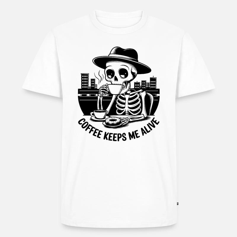 Coffee keeps me alive - Männer Premium Bio T-Shirt - Weiß
