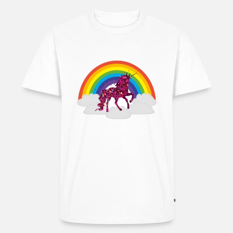 Regenbogen Einhorn - Männer Premium Bio T-Shirt - Weiß