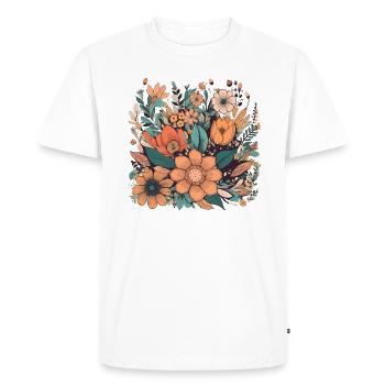 Magnifique bouquet d’herbier de fleurs bohèmes - T-shirt Premium bio Homme - blanc - Devant - Nico (187cm)