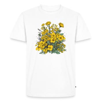 Beau bouquet d’herbier de fleurs bohèmes jaune - T-shirt Premium bio Homme - blanc - Devant - Nico (187cm)
