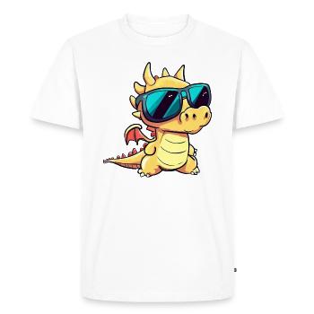 Mignon dragon portant des lunettes de soleil - T-shirt Premium bio Homme - blanc - Devant - Nico (187cm)