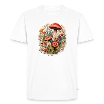 Art bohème avec des champignons et des fleurs - T-shirt Premium bio Homme - blanc - Devant - Nico (187cm)