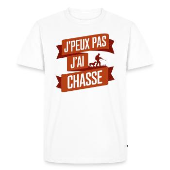chasseur je peux pas j'ai chasse chasser - T-shirt Premium bio Homme - blanc - Devant - Nico (187cm)