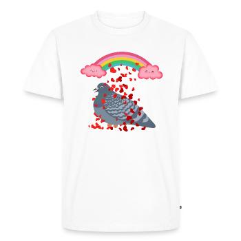 Happy Valentine Pigeon Friend - Men's Premium Organic T-Shirt - white - Front - Nico (187cm)