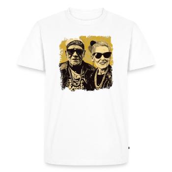 Cool bestager punker couple with sunglasses - Men's Premium Organic T-Shirt - white - Front - Nico (187cm)