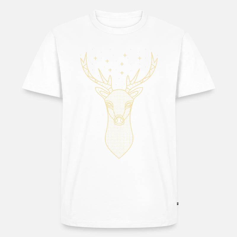 Hirsch Hirschgeweih Sterne - Männer Premium Bio T-Shirt - Weiß