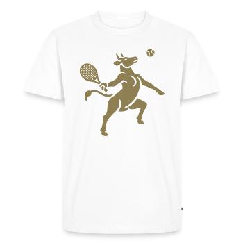 Cow Tennis Balle De Tennis En Équilibre Corne Silhouette - T-shirt Premium bio Homme - blanc - Devant - Nico (187cm)