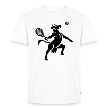 Vache Tennis Ballon Silhouette Minimaliste - T-shirt Premium bio Homme - blanc - Devant - Nico (187cm)