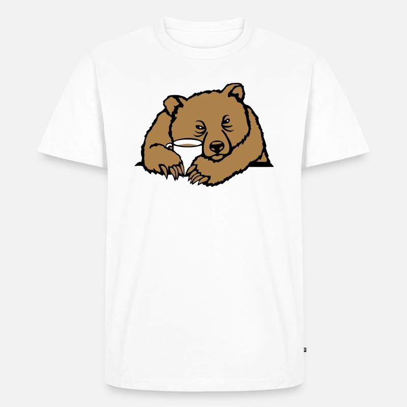 Morgenmuffel Bär - Männer Premium Bio T-Shirt - Weiß
