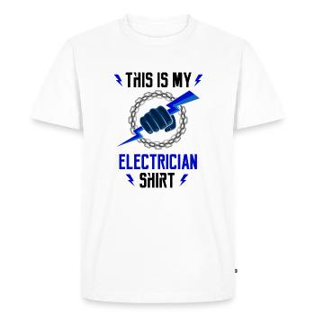 Citation Ironique Electricien Circuits de tension - T-shirt Premium bio Homme - blanc - Devant - Nico (187cm)