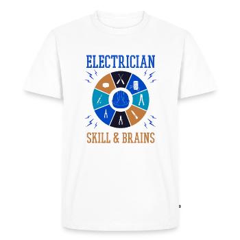 Skills and Brains Electro Engineer Electrician - Men's Premium Organic T-Shirt - white - Front - Nico (187cm)