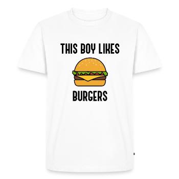 Boy Likes Burgers Fast Food Cheeseburger - Men's Premium Organic T-Shirt - white - Front - Nico (187cm)