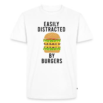 Cheeseburger Eating Funny Burger Design - Men's Premium Organic T-Shirt - white - Front - Nico (187cm)