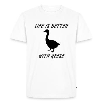 Vie animale sauvage avec oies, jolie oie - T-shirt Premium bio Homme - blanc - Devant - Nico (187cm)