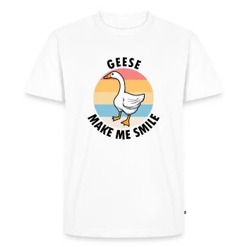 Geese Make Me Smile Nature Ironic Saying Goose - Men's Premium Organic T-Shirt - white - Front - Nico (187cm)