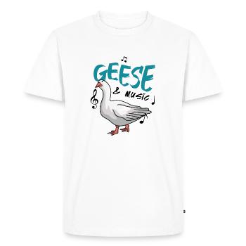 Geese and Music Notes Musician Cute Goose - Men's Premium Organic T-Shirt - white - Front - Nico (187cm)