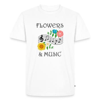 Flowers Music Notes Ironic Musician Florist Nature - Men's Premium Organic T-Shirt - white - Front - Nico (187cm)