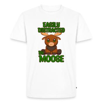 Distracted by Moose Forest Wildlife Nature - Men's Premium Organic T-Shirt - white - Front - Nico (187cm)