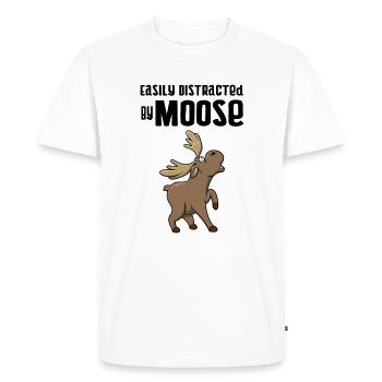 Distracted by Moose Elk Nature Wildlife Forest - Men's Premium Organic T-Shirt - white - Front - Nico (187cm)