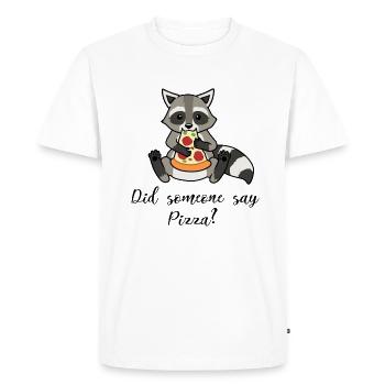 Pizza et ratons laveurs, citation ironique, - T-shirt Premium bio Homme - blanc - Devant - Nico (187cm)