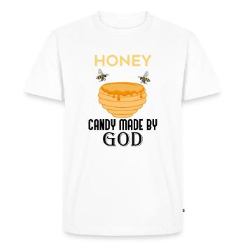 Candy Made By God Honey Bees Nature Wildlife - Men's Premium Organic T-Shirt - white - Front - Nico (187cm)