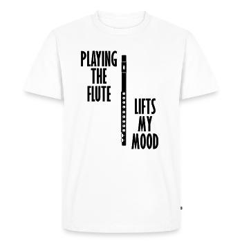 Musician Flute Funny Saying Flute Lifts Mood - Men's Premium Organic T-Shirt - white - Front - Nico (187cm)