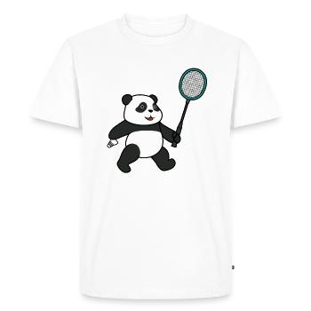Panda jouant au badminton, animal de sport - T-shirt Premium bio Homme - blanc - Devant - Nico (187cm)