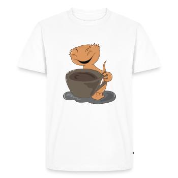 Crested Gecko Coffee Cute Lizard Lazy Office - T-shirt Premium bio Homme - blanc - Devant - Nico (187cm)