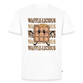 Waffle-Licious Funny Saying Syrup Waffle Chef - Men's Premium Organic T-Shirt - white - Front - Nico (187cm)