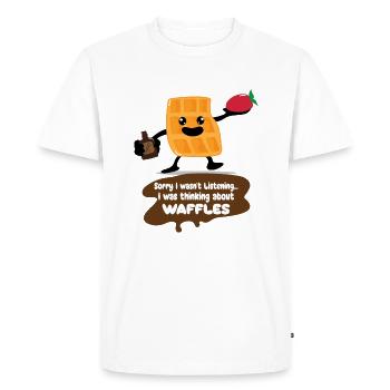 Thinking About Eating Waffles Syrup Cute Waffle - Men's Premium Organic T-Shirt - white - Front - Nico (187cm)