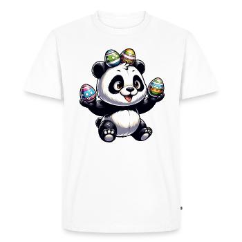 Cute Panda & Funny Easter Eggs - Men's Premium Organic T-Shirt - white - Front - Nico (187cm)